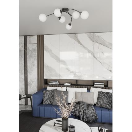 Candeeiro integrado VIBRA 6xE14/10W/230V preto/branco