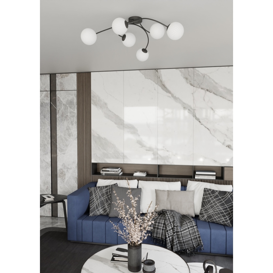 Candeeiro integrado VIBRA 6xE14/10W/230V preto/branco