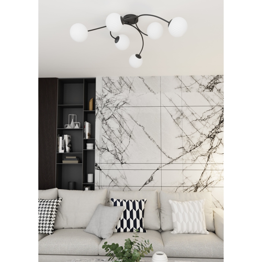 Candeeiro integrado VIBRA 6xE14/10W/230V preto/branco