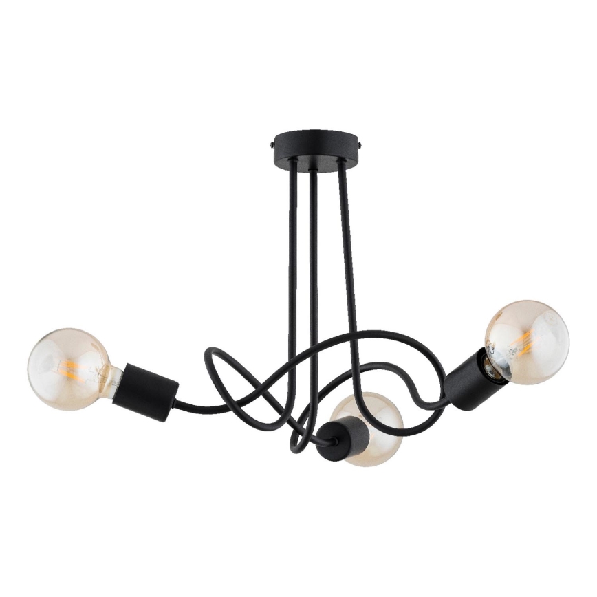 Candeeiro integrado WINGO 3xE27/15W/230V preto