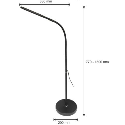 Candeeiro LED com regulação 3em1 LED/10W/230V 3000/4000/6000K CRI 90 preto