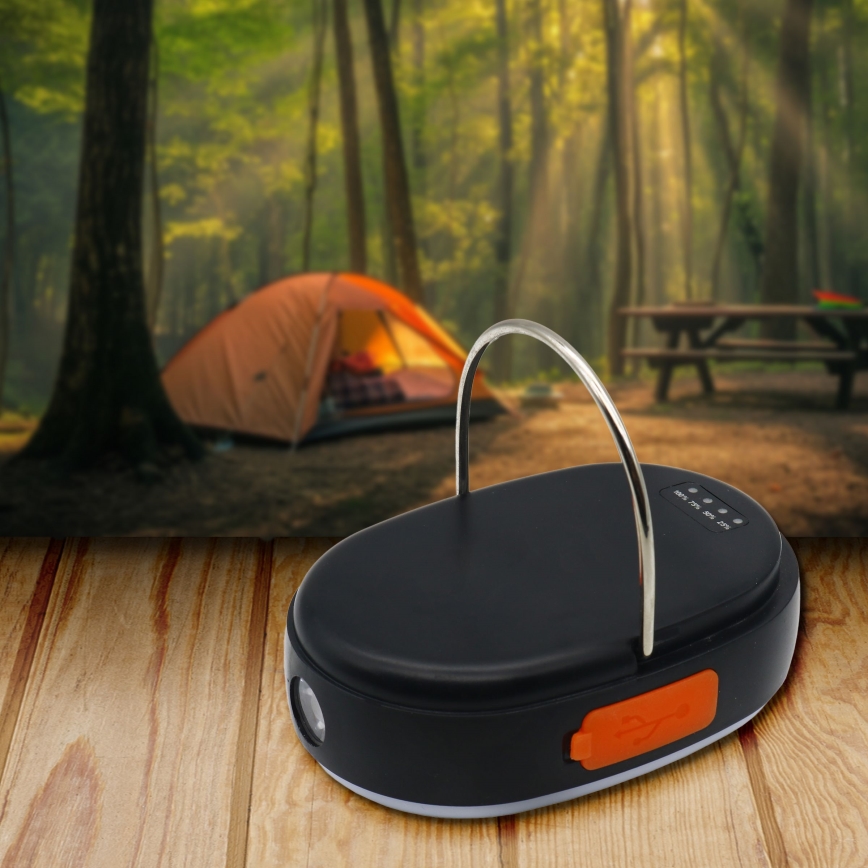 Candeeiro LED regulável com função de powerbank K4 LED/1W/5V 3000-6500K IPX4 4000 mAh preto