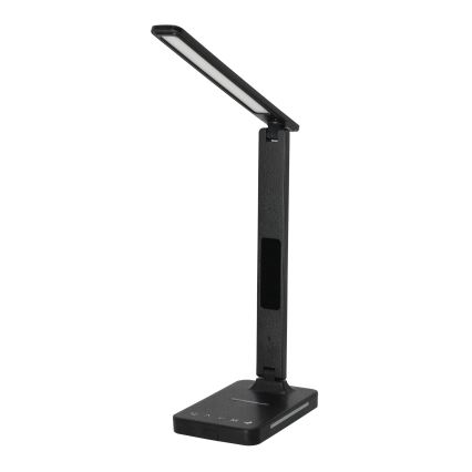 Candeeiro de mesa LED com regulação e carregamento sem fios QI, ecrã e Porta USB LED/7W/230V 3000-6000K preto