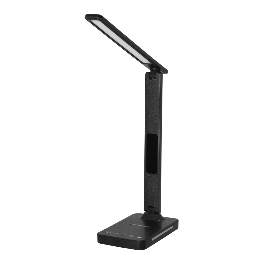 Candeeiro de mesa LED com regulação e carregamento sem fios QI, ecrã e Porta USB LED/7W/230V 3000-6000K preto