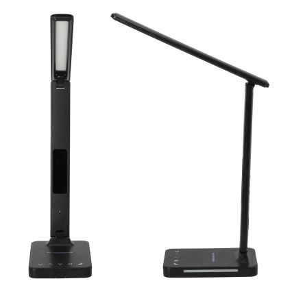 Candeeiro de mesa LED com regulação e carregamento sem fios QI, ecrã e Porta USB LED/7W/230V 3000-6000K preto