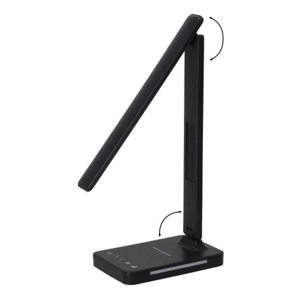 Candeeiro de mesa LED com regulação e carregamento sem fios QI, ecrã e Porta USB LED/7W/230V 3000-6000K preto