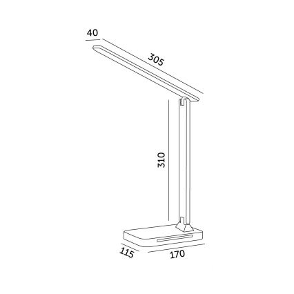 Candeeiro de mesa LED com regulação e carregamento sem fios QI, ecrã e Porta USB LED/7W/230V 3000-6000K preto