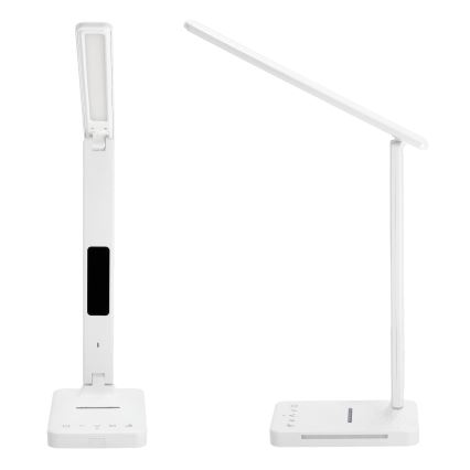 Candeeiro de mesa LED com regulação e carregamento sem fios QI, ecrã e Porta USB LED/7W/230V 3000-6000K branco