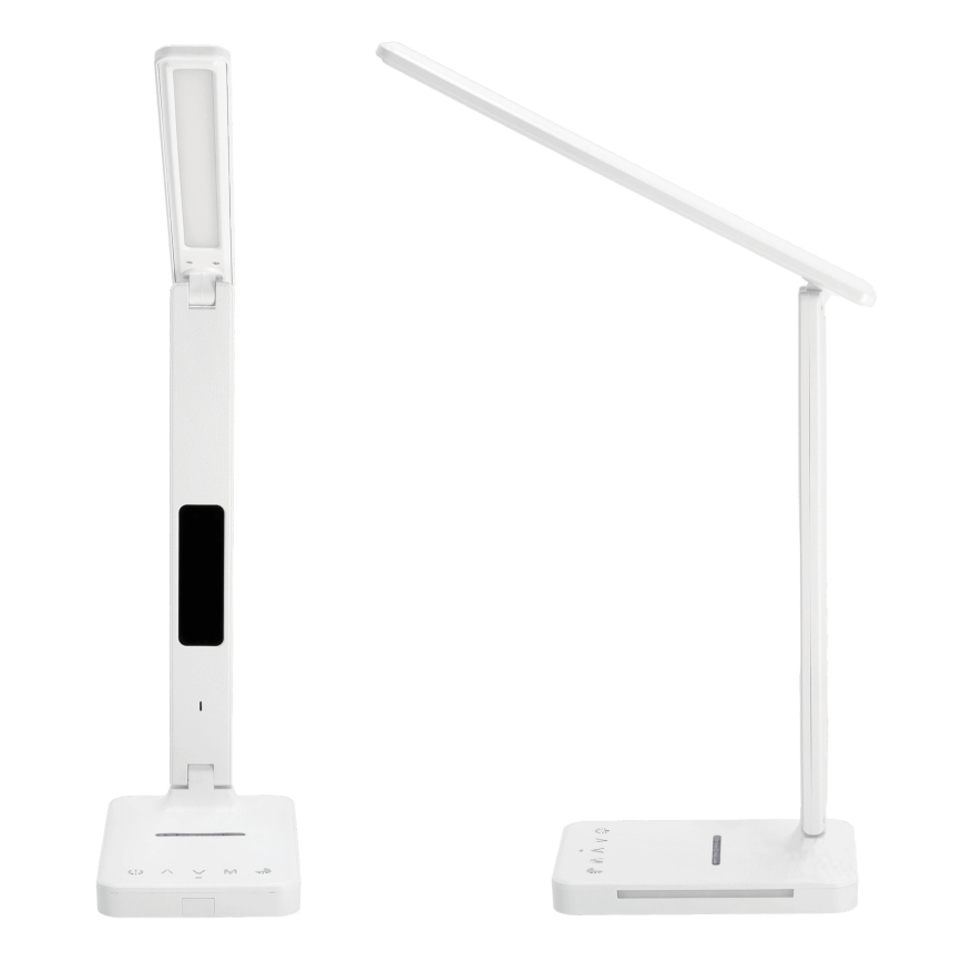 Candeeiro de mesa LED com regulação e carregamento sem fios QI, ecrã e Porta USB LED/7W/230V 3000-6000K branco