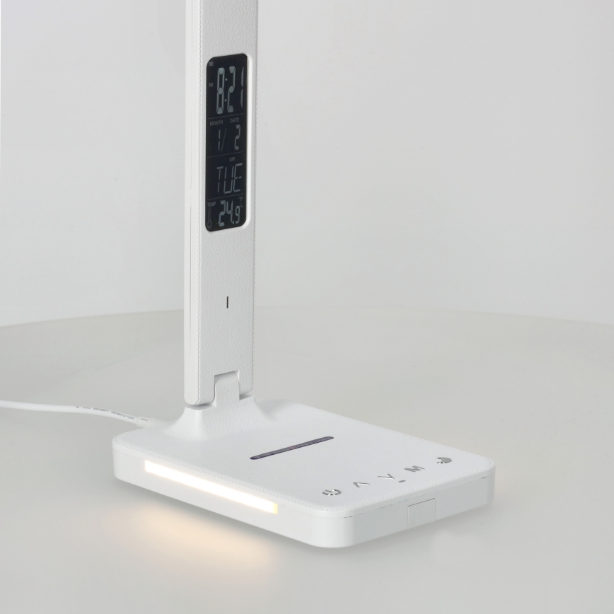 Candeeiro de mesa LED com regulação e carregamento sem fios QI, ecrã e Porta USB LED/7W/230V 3000-6000K branco