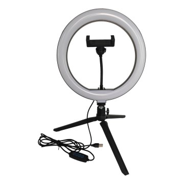 Candeeiro LED com regulação, tripé e suporte para vlogging LED/10W/5V 2700-6500K