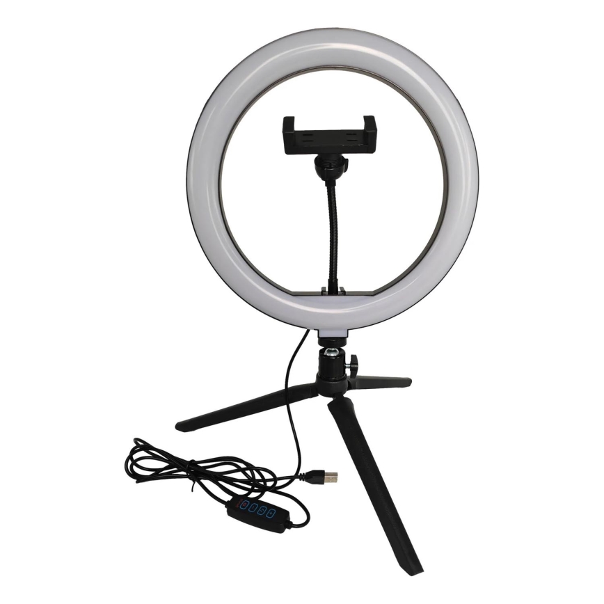 Candeeiro LED com regulação, tripé e suporte para vlogging LED/10W/5V 2700-6500K