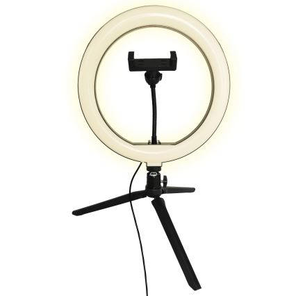 Candeeiro LED com regulação, tripé e suporte para vlogging LED/10W/5V 2700-6500K