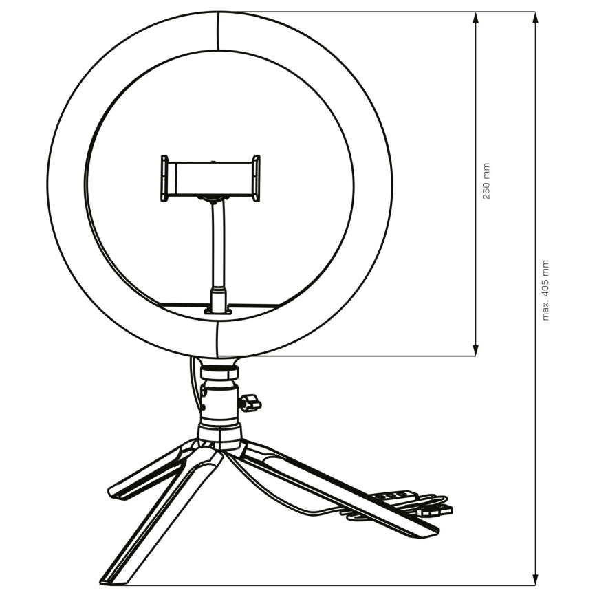 Candeeiro LED com regulação, tripé e suporte para vlogging LED/10W/5V 2700-6500K