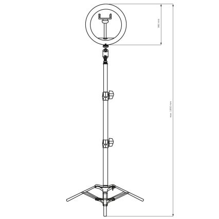 Candeeiro LED com regulação, tripé e suporte para vlogging LED/15W/5V 2700-6500K