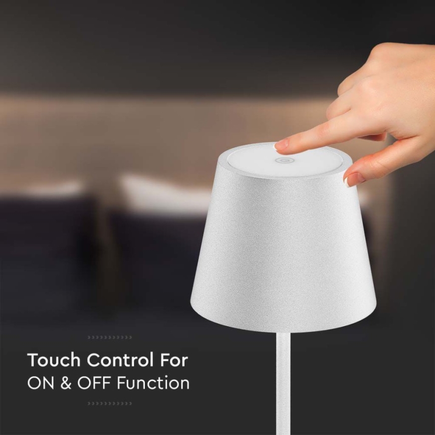 Candeeiro de chão LED recarregável com regulação 3em1 LED/4W/5V 4400 mAh 3000K IP54 branco