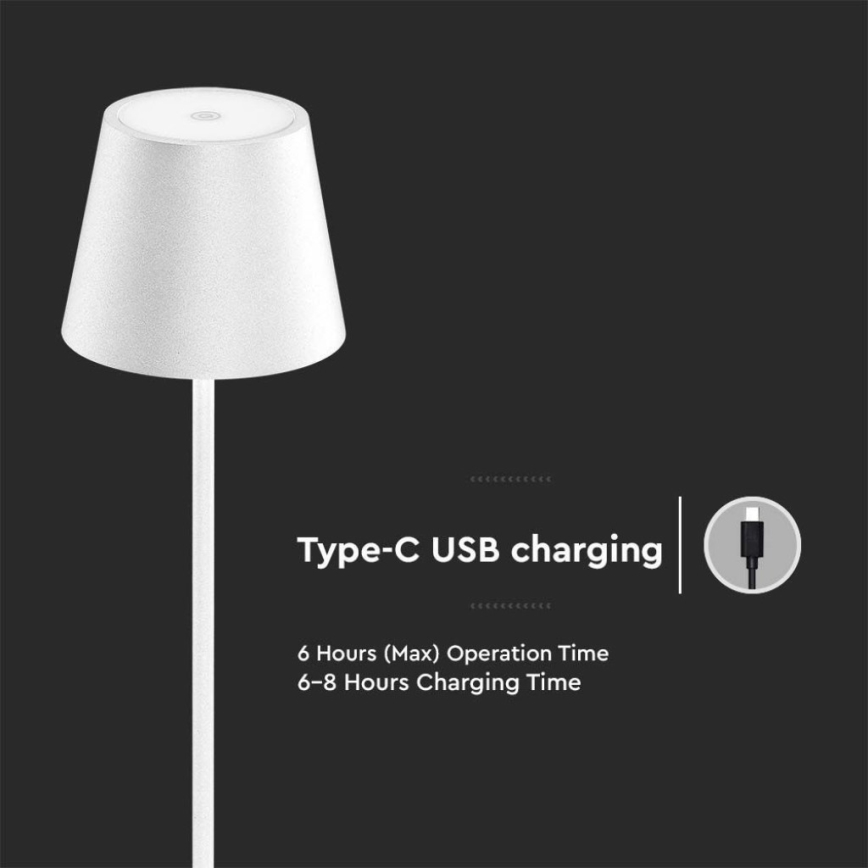 Candeeiro de chão LED recarregável com regulação 3em1 LED/4W/5V 4400 mAh 3000K IP54 branco