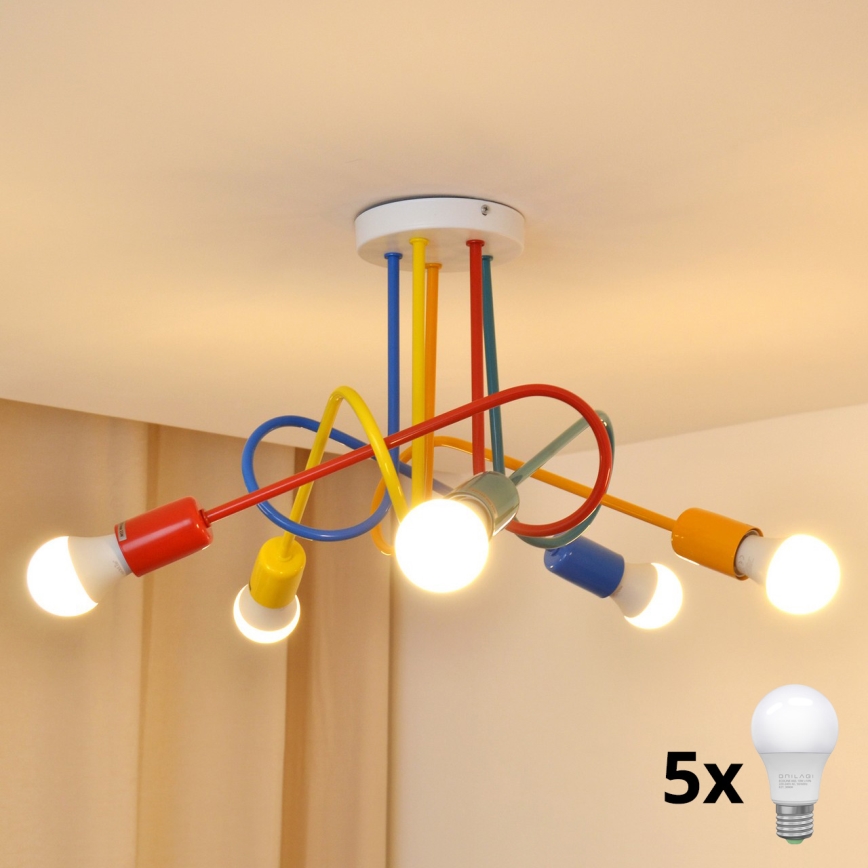 Candeeiro LED integrado de criança OXFORD 5xE27/15W/230V