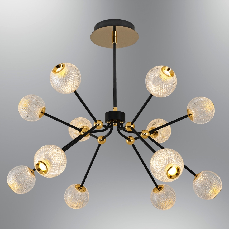 Candeeiro LED pendente GELA 12xLED/5W/230V 3000K preto/dourado