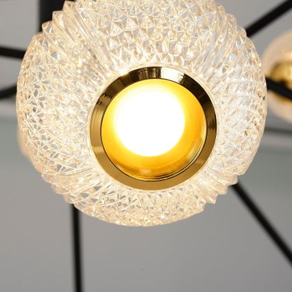 Candeeiro LED pendente GELA 12xLED/5W/230V 3000K preto/dourado