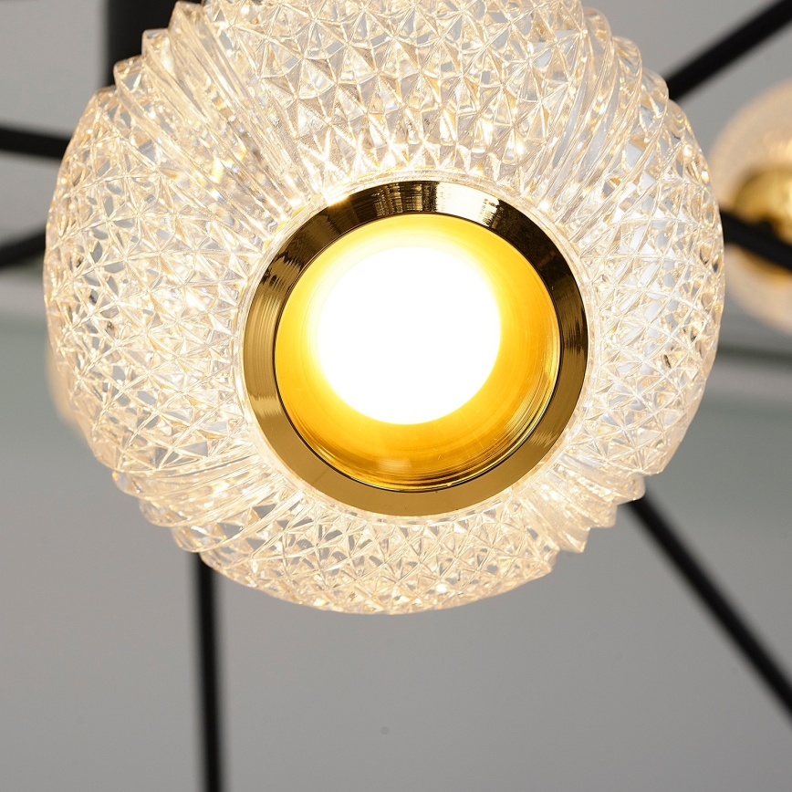 Candeeiro LED pendente GELA 12xLED/5W/230V 3000K preto/dourado