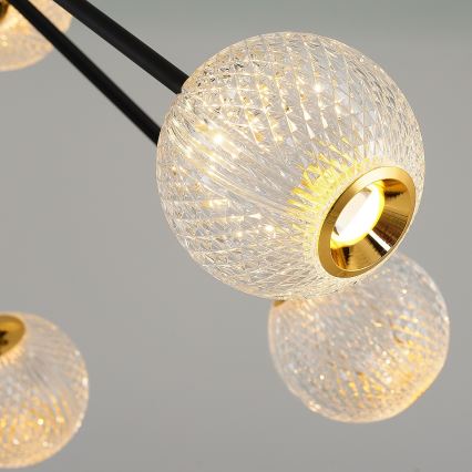 Candeeiro LED pendente GELA 12xLED/5W/230V 3000K preto/dourado
