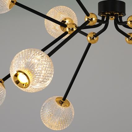 Candeeiro LED pendente GELA 12xLED/5W/230V 3000K preto/dourado