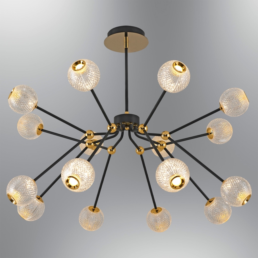 Candeeiro LED pendente GELA 16xLED/5W/230V 3000K preto/dourado