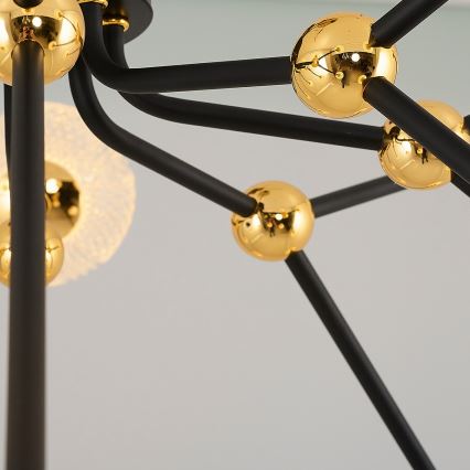 Candeeiro LED pendente GELA 16xLED/5W/230V 3000K preto/dourado