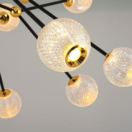 Candeeiro LED pendente GELA 16xLED/5W/230V 3000K preto/dourado