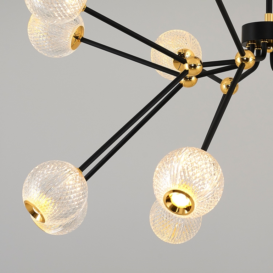 Candeeiro LED pendente GELA 16xLED/5W/230V 3000K preto/dourado