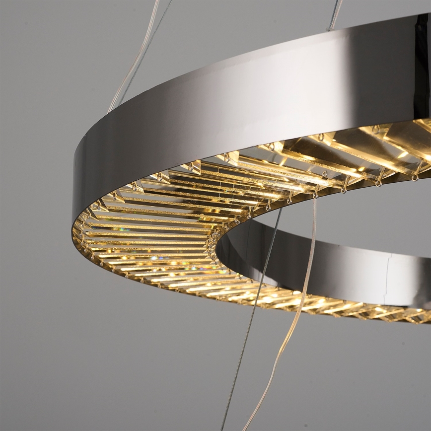 Candeeiro LED pendente JESI LED/140W/230V 3000K diâmetro 100 cm prateado