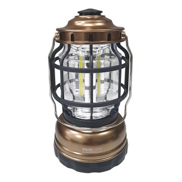Candeeiro LED Portátil para acampar com regulação 3xLED/3W/3xAA IPX4 dourado