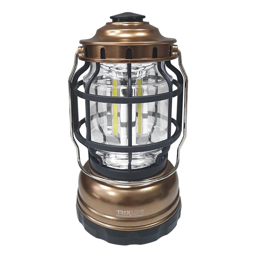 Candeeiro LED Portátil para acampar com regulação 3xLED/3W/3xAA IPX4 dourado