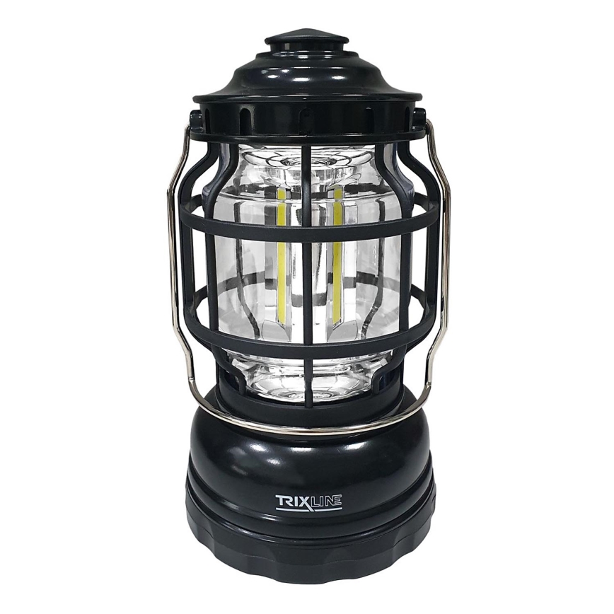Candeeiro LED Portátil para acampar com regulação 3xLED/3W/3xAA IPX4 preto