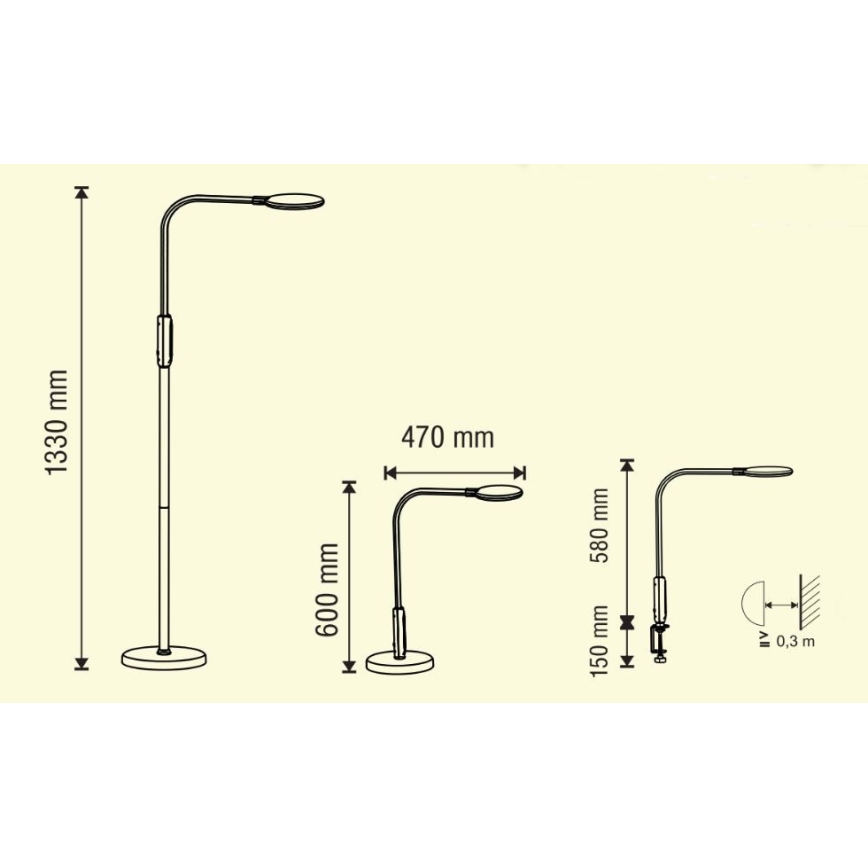 Candeeiro LED  táctil e regulável 3 em1 LED/12W/230V branco CRI 90 + comando