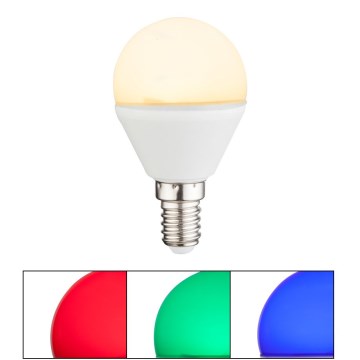 Candeeiro LED RGBW com regulação E14/4,9W/230V 2700K + comando - Globo
