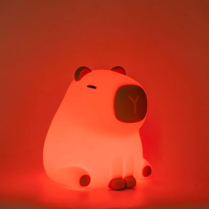 Candeeiro LED RGBW regulável para crianças LED/1W/5V USB 1200 mAh capivara