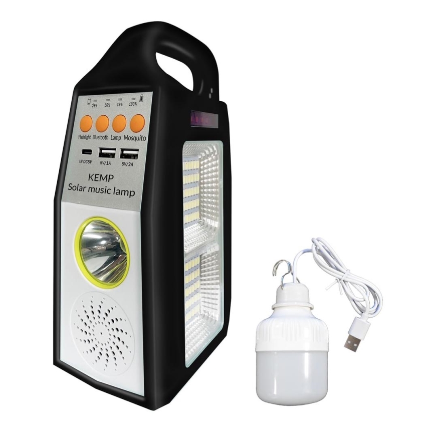 Candeeiro LED  solar  com um altifalante e power bank LED/5W/7200mAh IP65