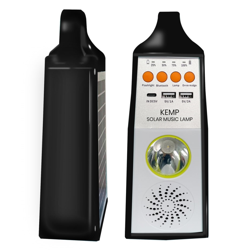 Candeeiro LED  solar  com um altifalante e power bank LED/5W/7200mAh IP65