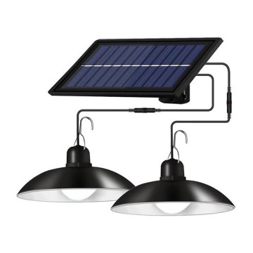 Candeeiro LED Solar suspenso com regulação 2xLED/1,8W/3,7V IP44 6500K 1200 mAh + comando