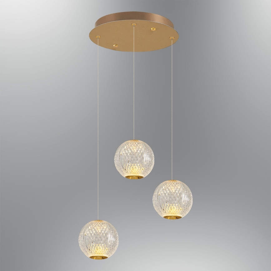 Candeeiro LED suspenso CREMONA 3xLED/5W/230V 3000K dourado