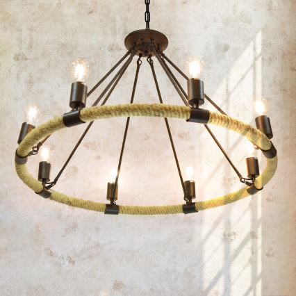 Candeeiro LED suspenso ROPE ARTHUR 8xE27/6W/230V