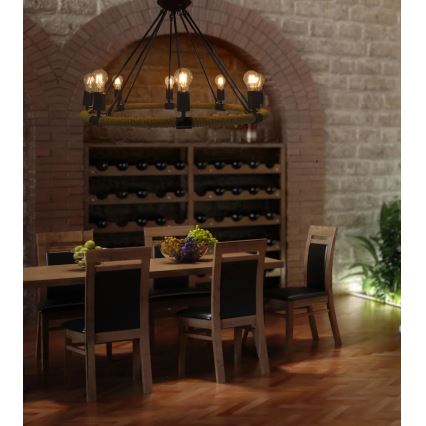 Candeeiro LED suspenso ROPE ARTHUR 8xE27/6W/230V