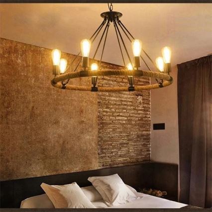 Candeeiro LED suspenso ROPE ARTHUR 8xE27/6W/230V
