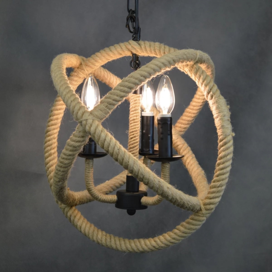 Candeeiro LED suspenso ROPE GLOBO 3xE14/4,3W/230V
