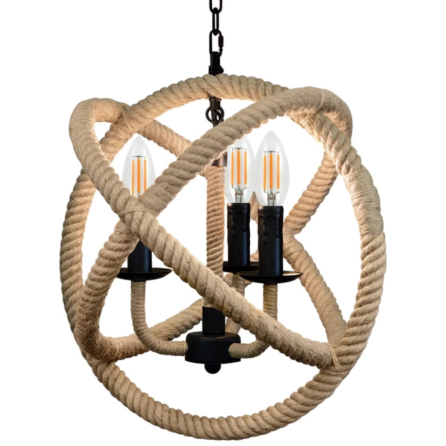 Candeeiro LED suspenso ROPE GLOBO 3xE14/4,3W/230V