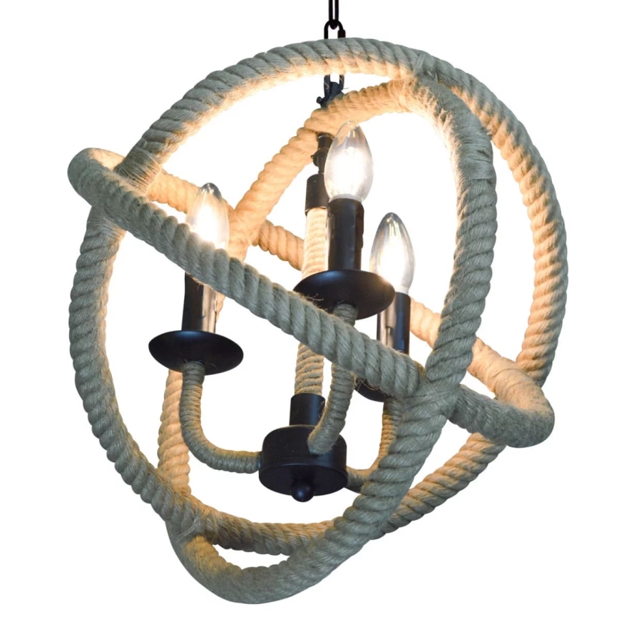 Candeeiro LED suspenso ROPE GLOBO 3xE14/4,3W/230V