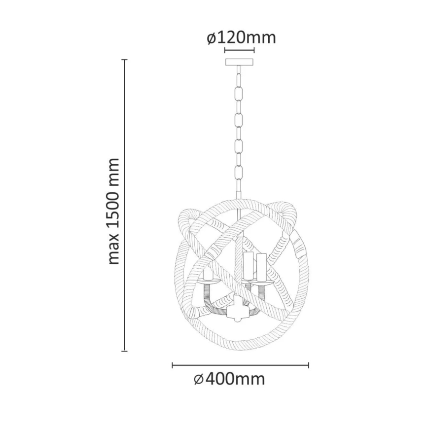 Candeeiro LED suspenso ROPE GLOBO 3xE14/4,3W/230V