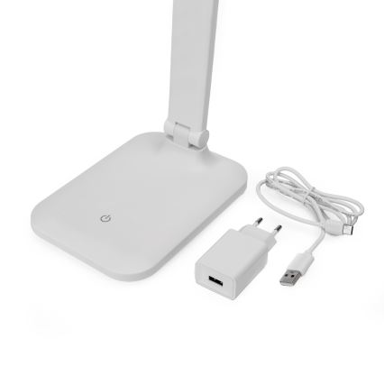 Candeeiro de mesa LED tátil com regulação e carregamento sem fios e Porta USB REMUS LED/5W/230V branco